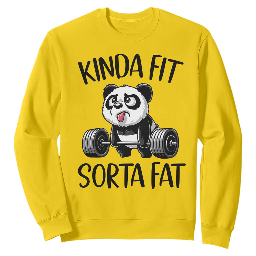 Funny Gym Panda Lover Sweatshirt Kinda Fit Sorta Fat TS12 Daisy Print Your Wear