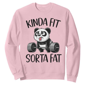 Funny Gym Panda Lover Sweatshirt Kinda Fit Sorta Fat TS12 Light Pink Print Your Wear