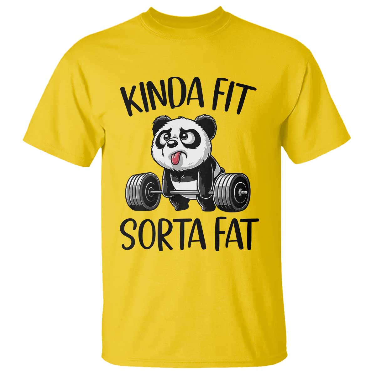 Funny Gym Panda Lover T Shirt Kinda Fit Sorta Fat TS12 Daisy Print Your Wear