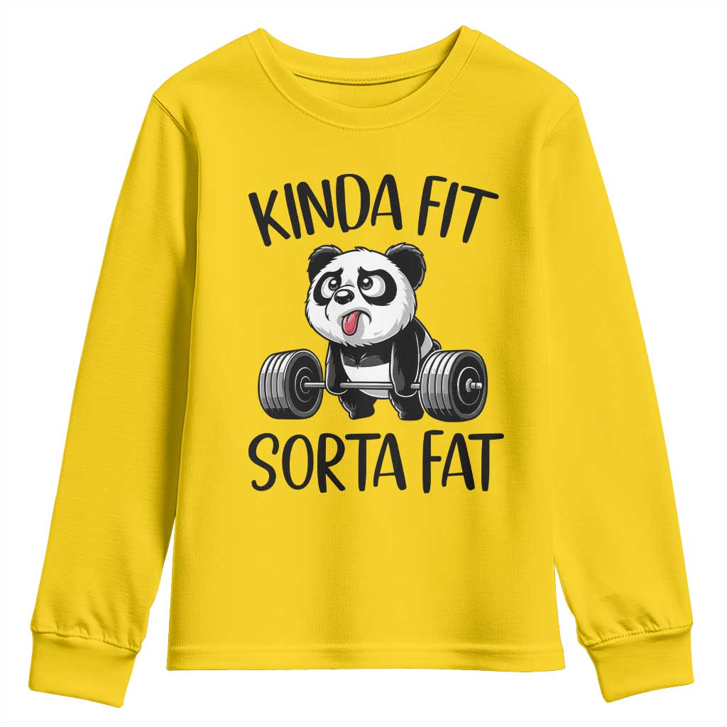 Funny Gym Panda Lover Youth Sweatshirt Kinda Fit Sorta Fat TS12 Daisy Print Your Wear