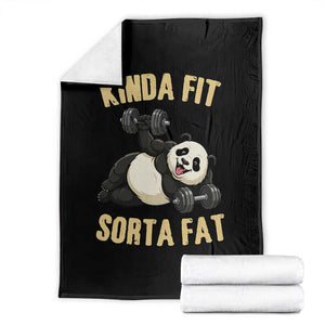 Funny Panda Weightlifting Workout Throw Blanket Kinda Fit Sorta Fat TS12 Black Print Your Wear