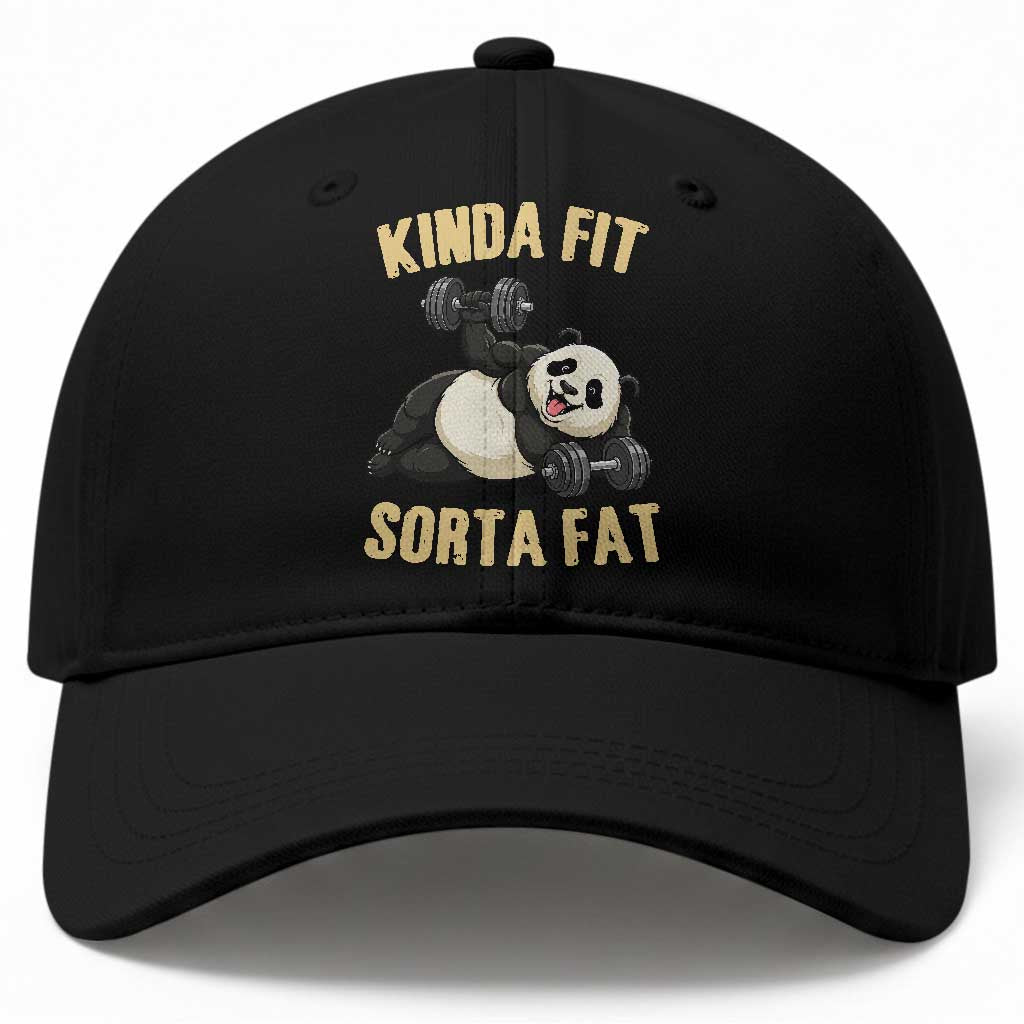 Funny Panda Weightlifting Workout Baseball Cap Kinda Fit Sorta Fat TS12 Print Your Wear