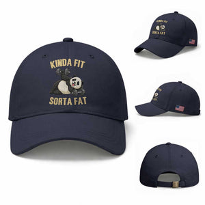 Funny Panda Weightlifting Workout Baseball Cap Kinda Fit Sorta Fat TS12 Baseball Cap Universal Fit Navy Print Your Wear