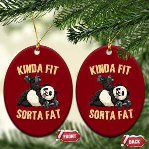 Funny Panda Weightlifting Workout Ceramic Ornament Kinda Fit Sorta Fat TS12 Print Your Wear