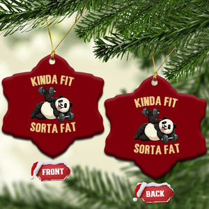Funny Panda Weightlifting Workout Ceramic Ornament Kinda Fit Sorta Fat TS12 Print Your Wear
