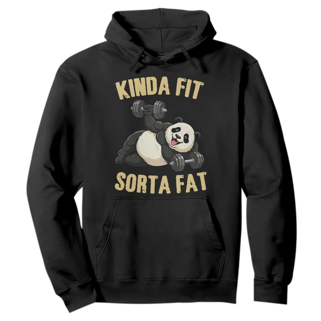 Funny Panda Weightlifting Workout Hoodie Kinda Fit Sorta Fat TS12 Black Print Your Wear