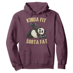 Funny Panda Weightlifting Workout Hoodie Kinda Fit Sorta Fat TS12 Maroon Print Your Wear