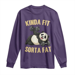 Funny Panda Weightlifting Workout Long Sleeve Shirt Kinda Fit Sorta Fat TS12 Purple Print Your Wear