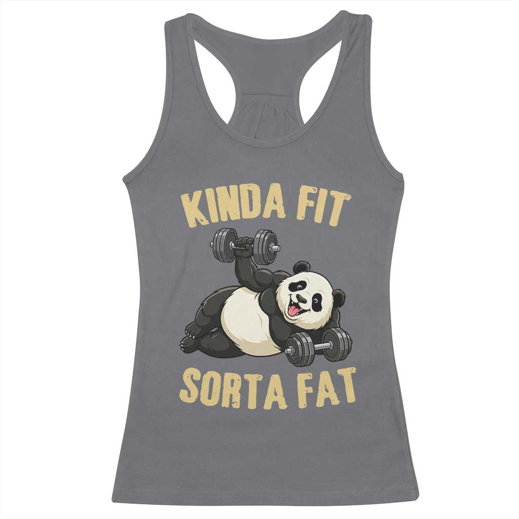 Funny Panda Weightlifting Workout Racerback Tank Top Kinda Fit Sorta Fat TS12 Charcoal Print Your Wear