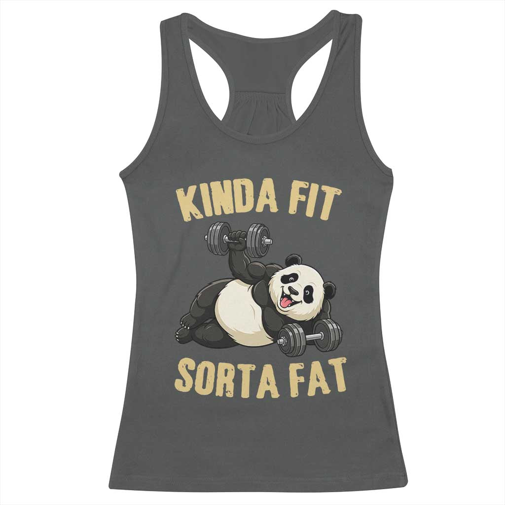 Funny Panda Weightlifting Workout Racerback Tank Top Kinda Fit Sorta Fat TS12 Dark Heather Print Your Wear