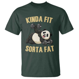 Funny Panda Weightlifting Workout T Shirt Kinda Fit Sorta Fat TS12 Dark Forest Green Print Your Wear
