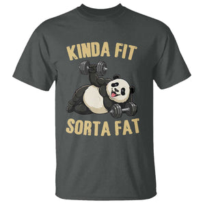 Funny Panda Weightlifting Workout T Shirt Kinda Fit Sorta Fat TS12 Dark Heather Print Your Wear