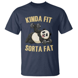 Funny Panda Weightlifting Workout T Shirt Kinda Fit Sorta Fat TS12 Navy Print Your Wear
