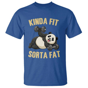 Funny Panda Weightlifting Workout T Shirt Kinda Fit Sorta Fat TS12 Royal Blue Print Your Wear