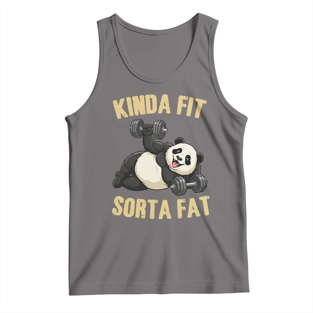 Funny Panda Weightlifting Workout Tank Top Kinda Fit Sorta Fat TS12 Deep Heather Print Your Wear