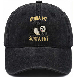 Funny Panda Weightlifting Workout Washed Cotton Baseball Cap Kinda Fit Sorta Fat TS12 Print Your Wear