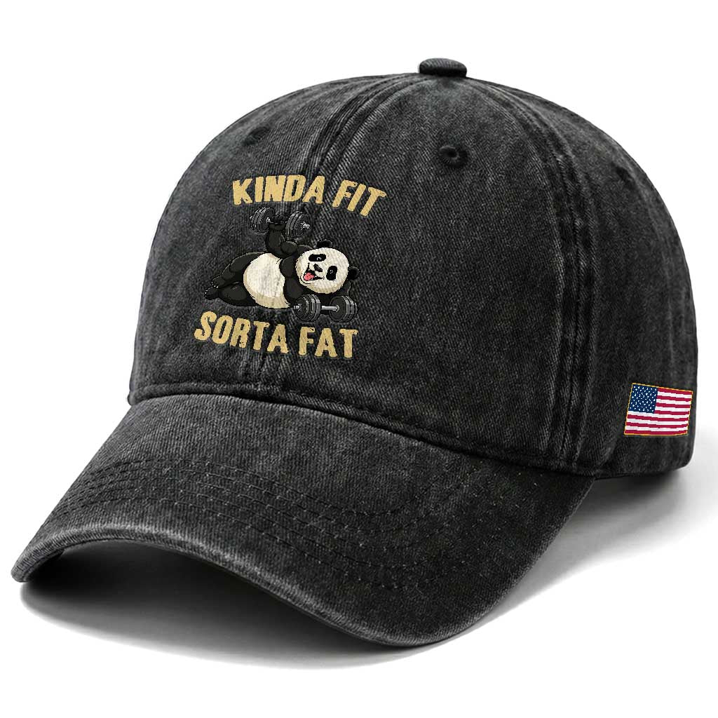 Funny Panda Weightlifting Workout Washed Cotton Baseball Cap Kinda Fit Sorta Fat TS12 Print Your Wear