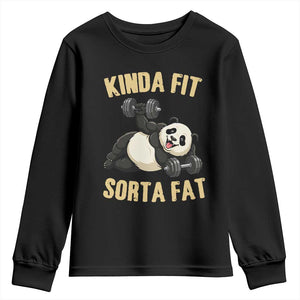 Funny Panda Weightlifting Workout Youth Sweatshirt Kinda Fit Sorta Fat TS12 Black Print Your Wear