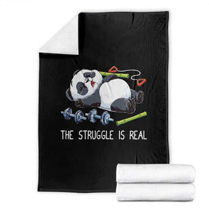 Funny Panda Workout Gift Throw Blanket The Struggle Is Real TS12 Black Print Your Wear