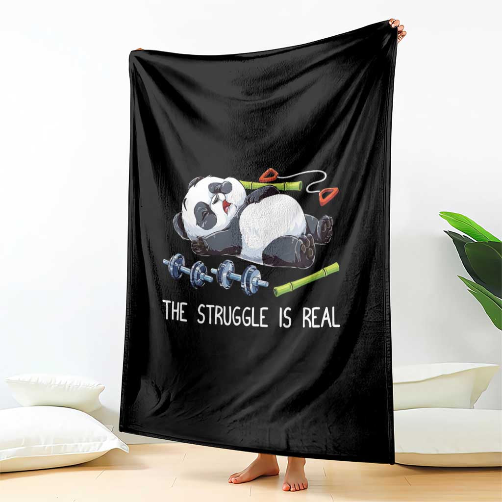 Funny Panda Workout Gift Throw Blanket The Struggle Is Real TS12 Print Your Wear