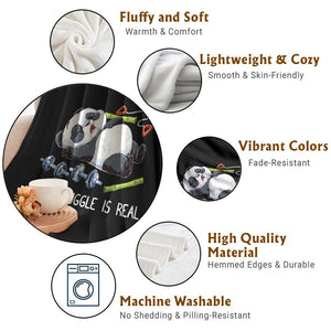 Funny Panda Workout Gift Throw Blanket The Struggle Is Real TS12 Print Your Wear