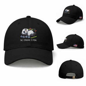 Funny Panda Workout Gift Baseball Cap The Struggle Is Real TS12 Baseball Cap Universal Fit Black Print Your Wear