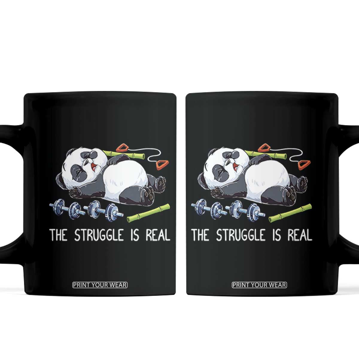 Funny Panda Workout Gift Coffee Mug The Struggle Is Real TS12 Black Print Your Wear