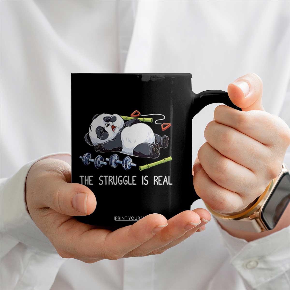 Funny Panda Workout Gift Coffee Mug The Struggle Is Real TS12 Print Your Wear