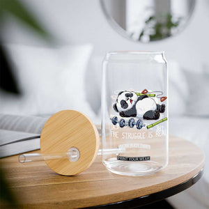 Funny Panda Workout Gift Glass Can The Struggle Is Real TS12 Print Your Wear