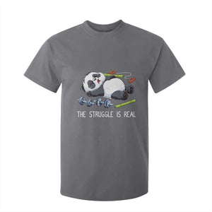 Funny Panda Workout Gift T Shirt For Kid The Struggle Is Real TS12 Charcoal Print Your Wear