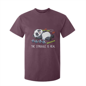 Funny Panda Workout Gift T Shirt For Kid The Struggle Is Real TS12 Maroon Print Your Wear