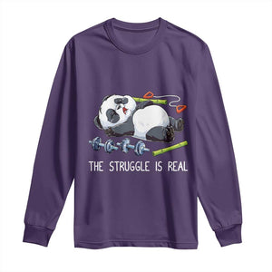 Funny Panda Workout Gift Long Sleeve Shirt The Struggle Is Real TS12 Purple Print Your Wear