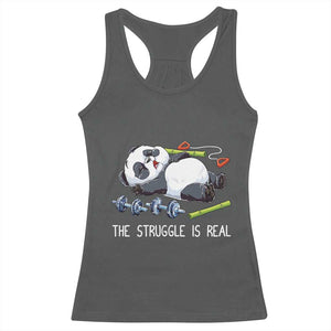 Funny Panda Workout Gift Racerback Tank Top The Struggle Is Real TS12 Dark Heather Print Your Wear