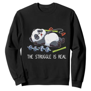 Funny Panda Workout Gift Sweatshirt The Struggle Is Real TS12 Black Print Your Wear