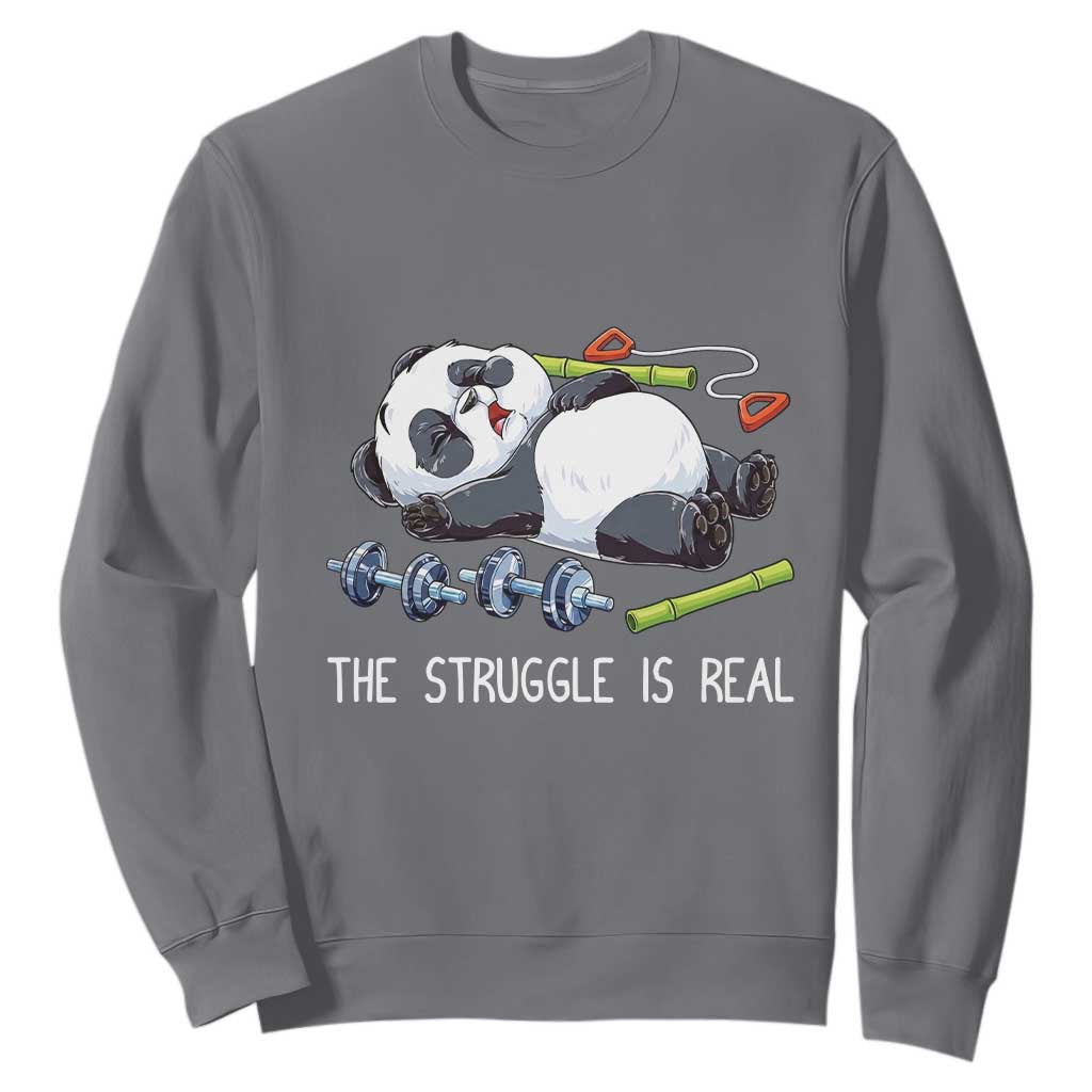 Funny Panda Workout Gift Sweatshirt The Struggle Is Real TS12 Charcoal Print Your Wear