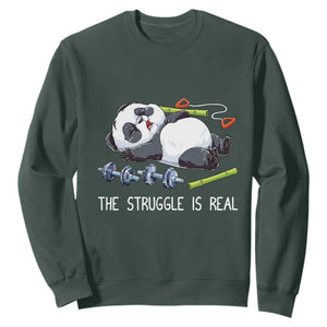 Funny Panda Workout Gift Sweatshirt The Struggle Is Real TS12 Dark Forest Green Print Your Wear