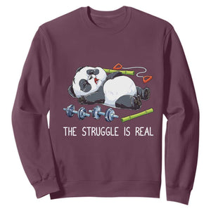 Funny Panda Workout Gift Sweatshirt The Struggle Is Real TS12 Maroon Print Your Wear