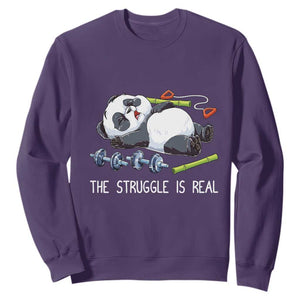 Funny Panda Workout Gift Sweatshirt The Struggle Is Real TS12 Purple Print Your Wear