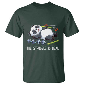 Funny Panda Workout Gift T Shirt The Struggle Is Real TS12 Dark Forest Green Print Your Wear