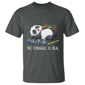 Funny Panda Workout Gift T Shirt The Struggle Is Real TS12 Dark Heather Print Your Wear