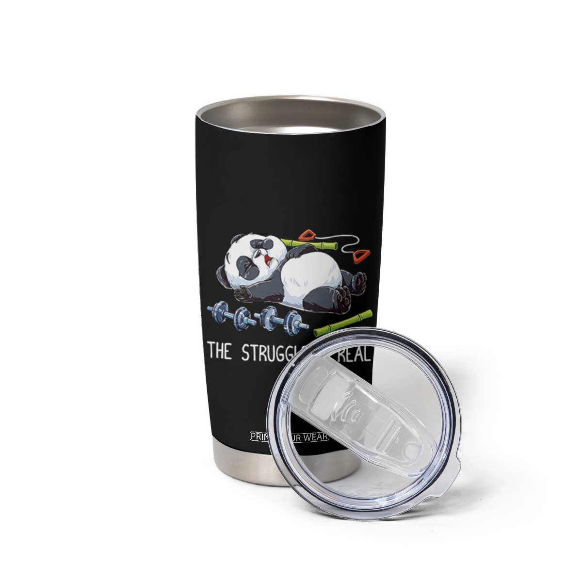 Funny Panda Workout Gift Tumbler Cup The Struggle Is Real TS12 Print Your Wear