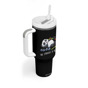 Funny Panda Workout Gift Tumbler With Handle The Struggle Is Real TS12 Print Your Wear