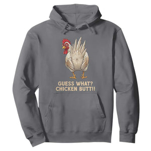 Guess What Chicken Butt Joke Hoodie Funny Chicken Lover Graphic TS12 Charcoal Print Your Wear