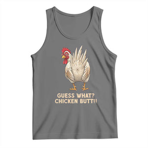 Guess What Chicken Butt Joke Tank Top Funny Chicken Lover Graphic TS12 Black Heather Print Your Wear