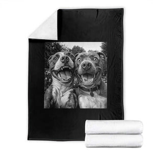 Pitbull Selfie Meme Throw Blanket Funny Dog Lover Graphic TS12 Black Print Your Wear