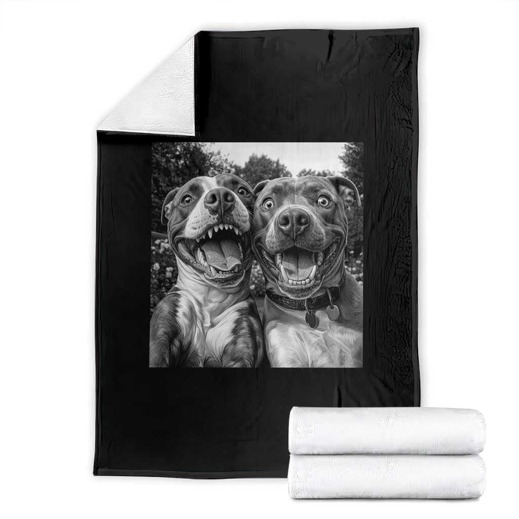 Pitbull Selfie Meme Throw Blanket Funny Dog Lover Graphic TS12 Black Print Your Wear