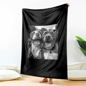 Pitbull Selfie Meme Throw Blanket Funny Dog Lover Graphic TS12 Print Your Wear