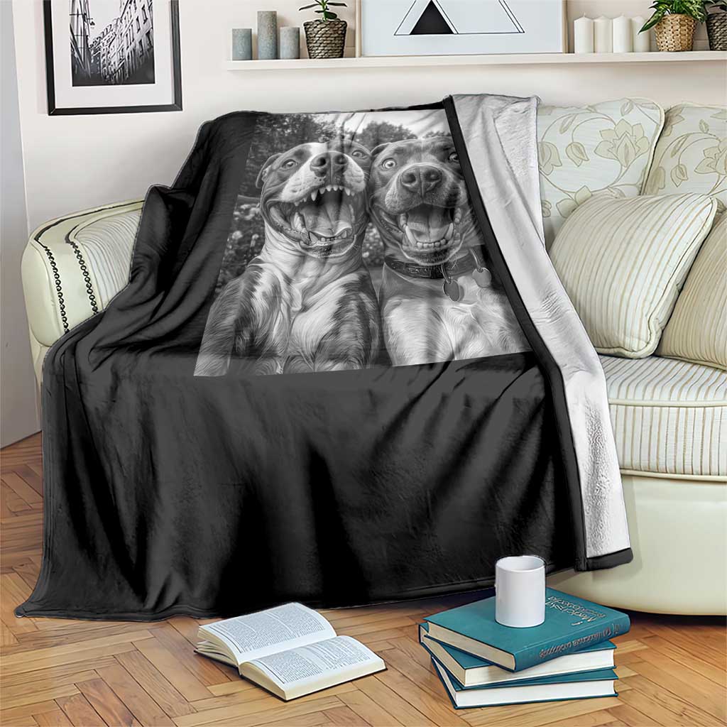 Pitbull Selfie Meme Throw Blanket Funny Dog Lover Graphic TS12 Print Your Wear
