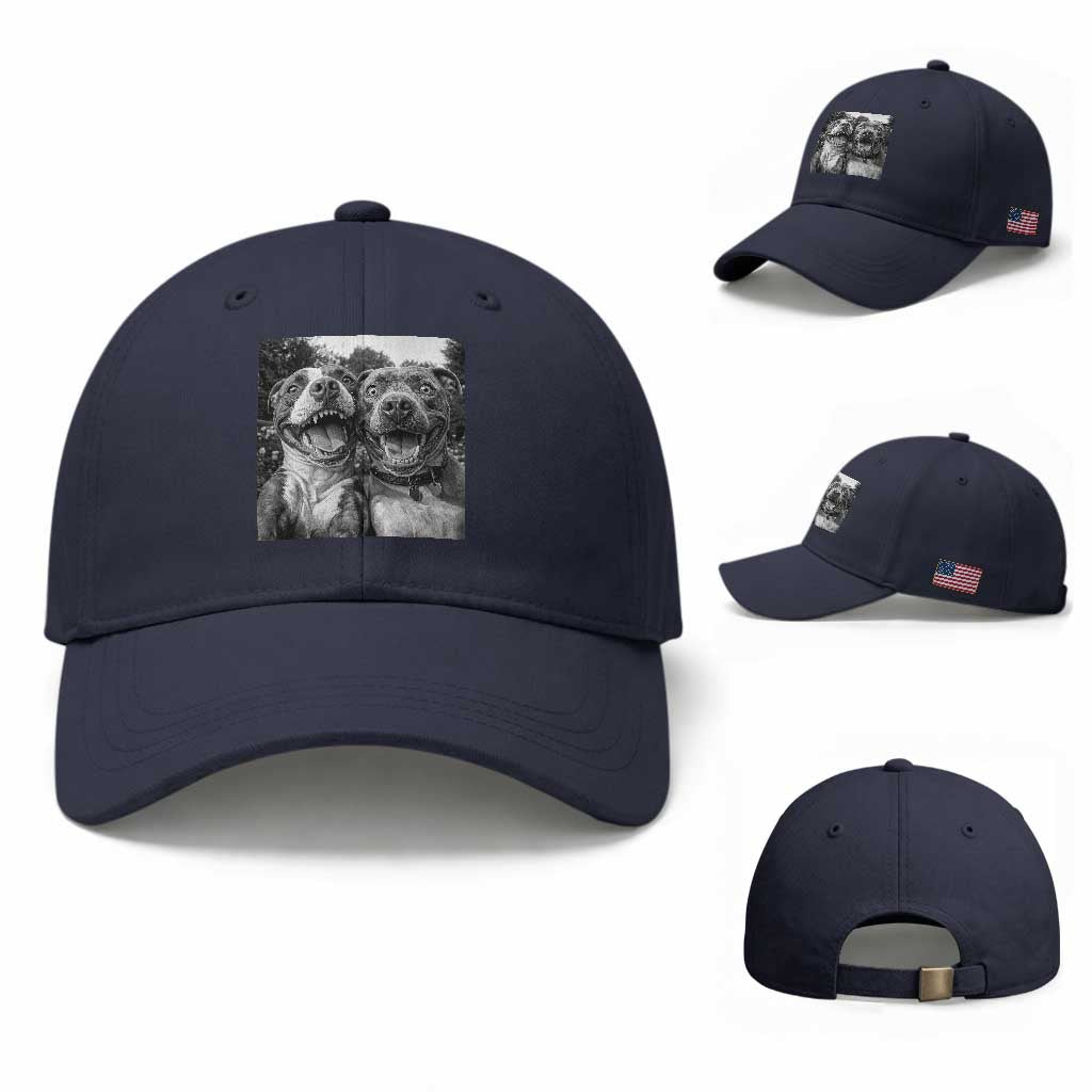 Pitbull Selfie Meme Baseball Cap Funny Dog Lover Graphic TS12 Baseball Cap Universal Fit Navy Print Your Wear