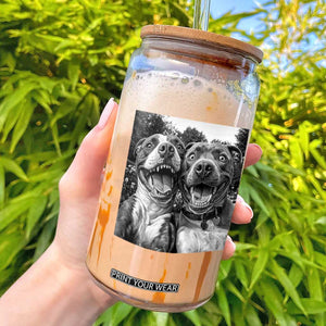 Pitbull Selfie Meme Glass Can Funny Dog Lover Graphic TS12 Black Print Your Wear